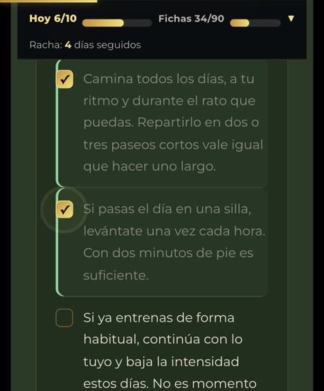 Las opciones del día marcadas en dorado