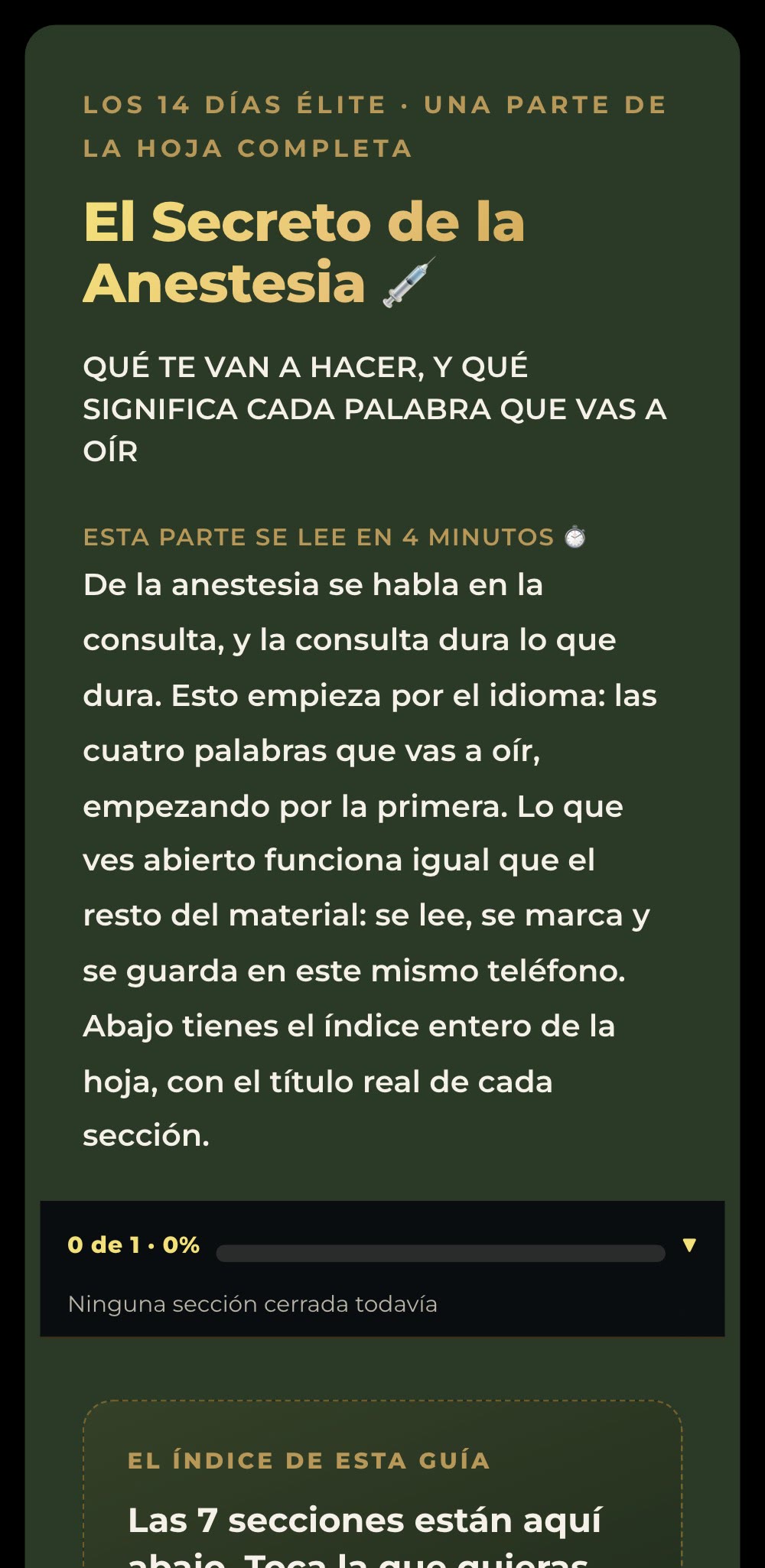 El Secreto de la Anestesia, primera parte