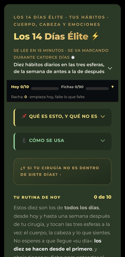 La p&aacute;gina de cada d&iacute;a, ya escrita, con su tablero y su cuenta de d&iacute;as seguidos