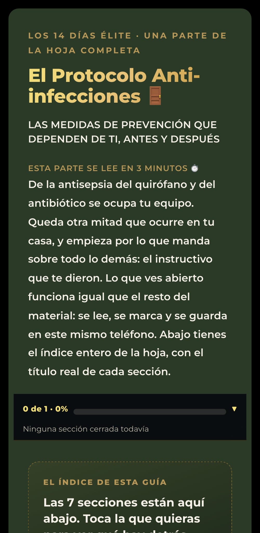 El Protocolo Anti-infecciones, primera parte
