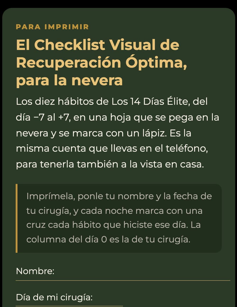 El checklist para imprimir y pegar en la nevera