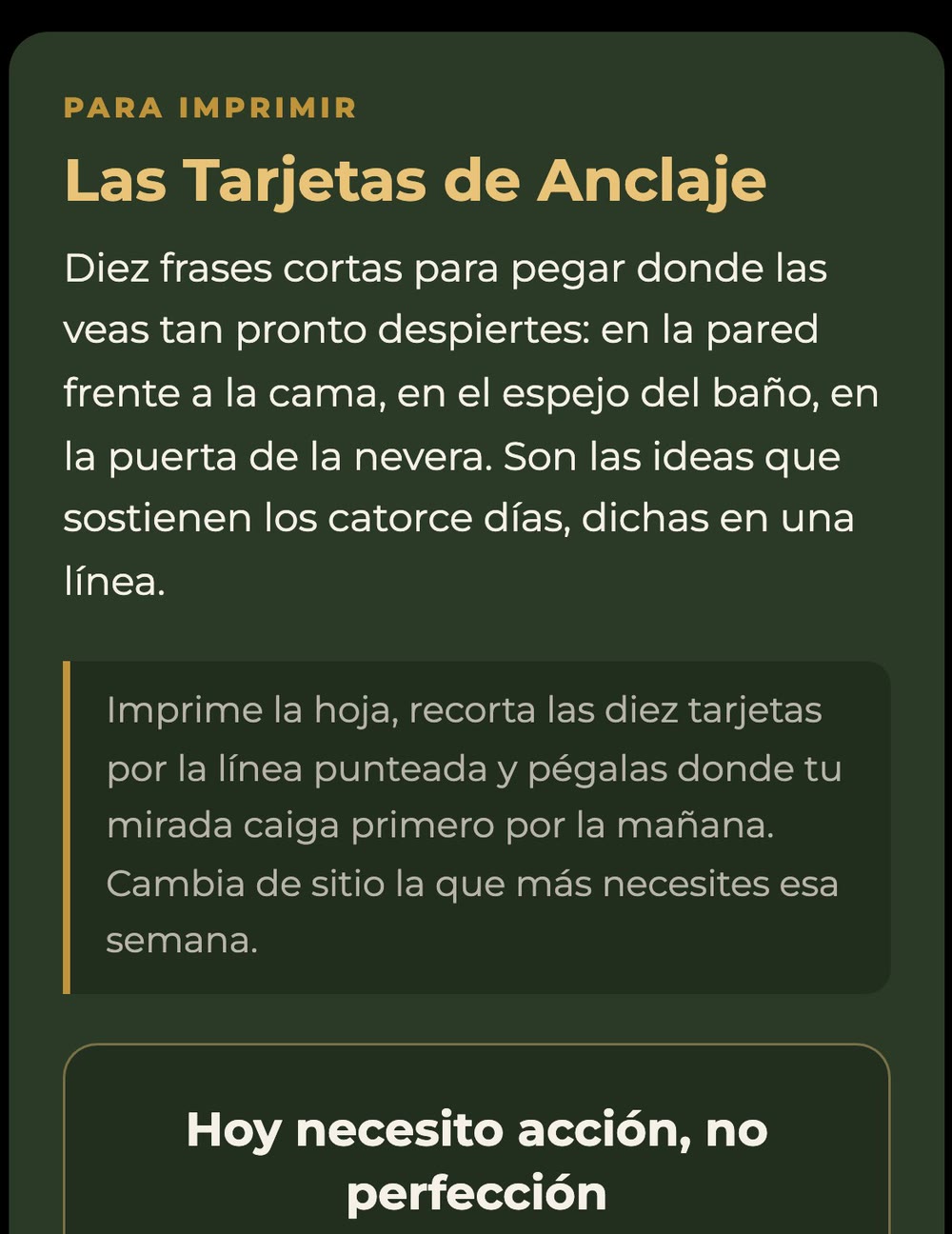 Las tarjetas para imprimir y pegar frente a tu cama